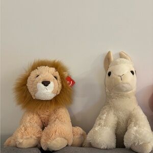 Stuffed Lion and Alpaca Plushies